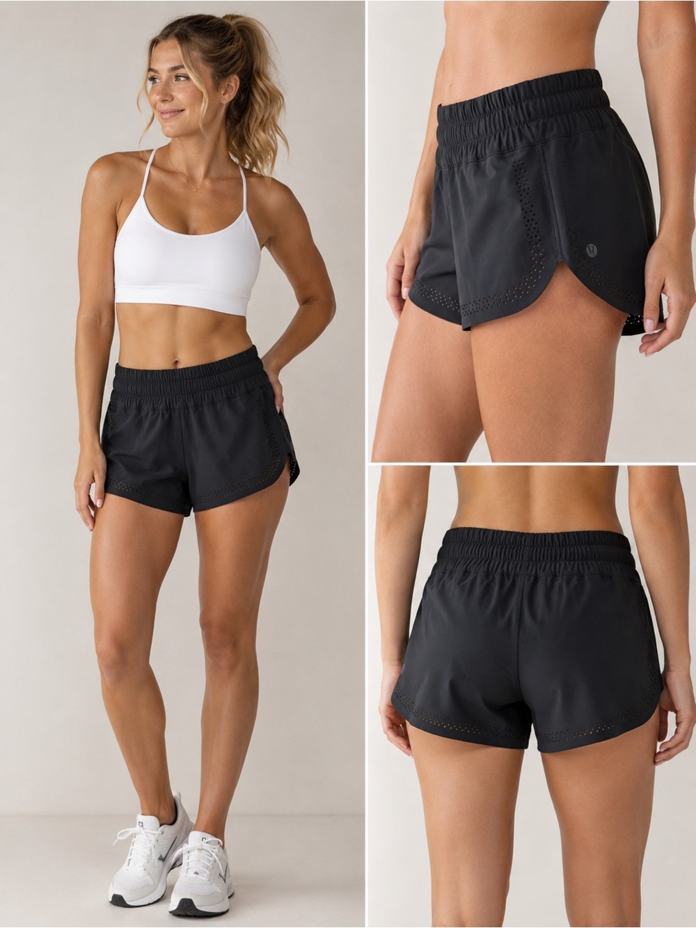 Lululemon Swell Chaser Shorts Size 0 Black Laser Cut Running Athletic